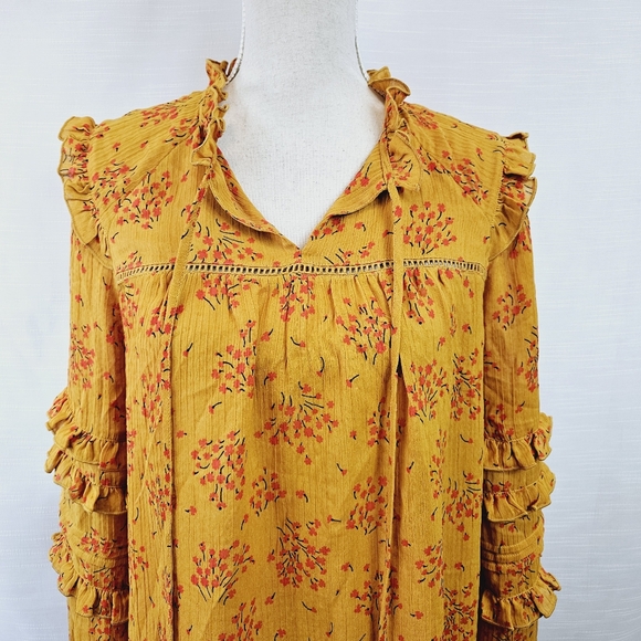 Ann Taylor Floral Ruffle Peasant Blouse size Medium - Picture 3 of 8